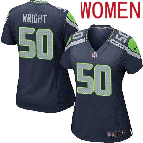 Women Seattle Seahawks #50 K.J. Wright Nike Navy Game NFL Jersey
